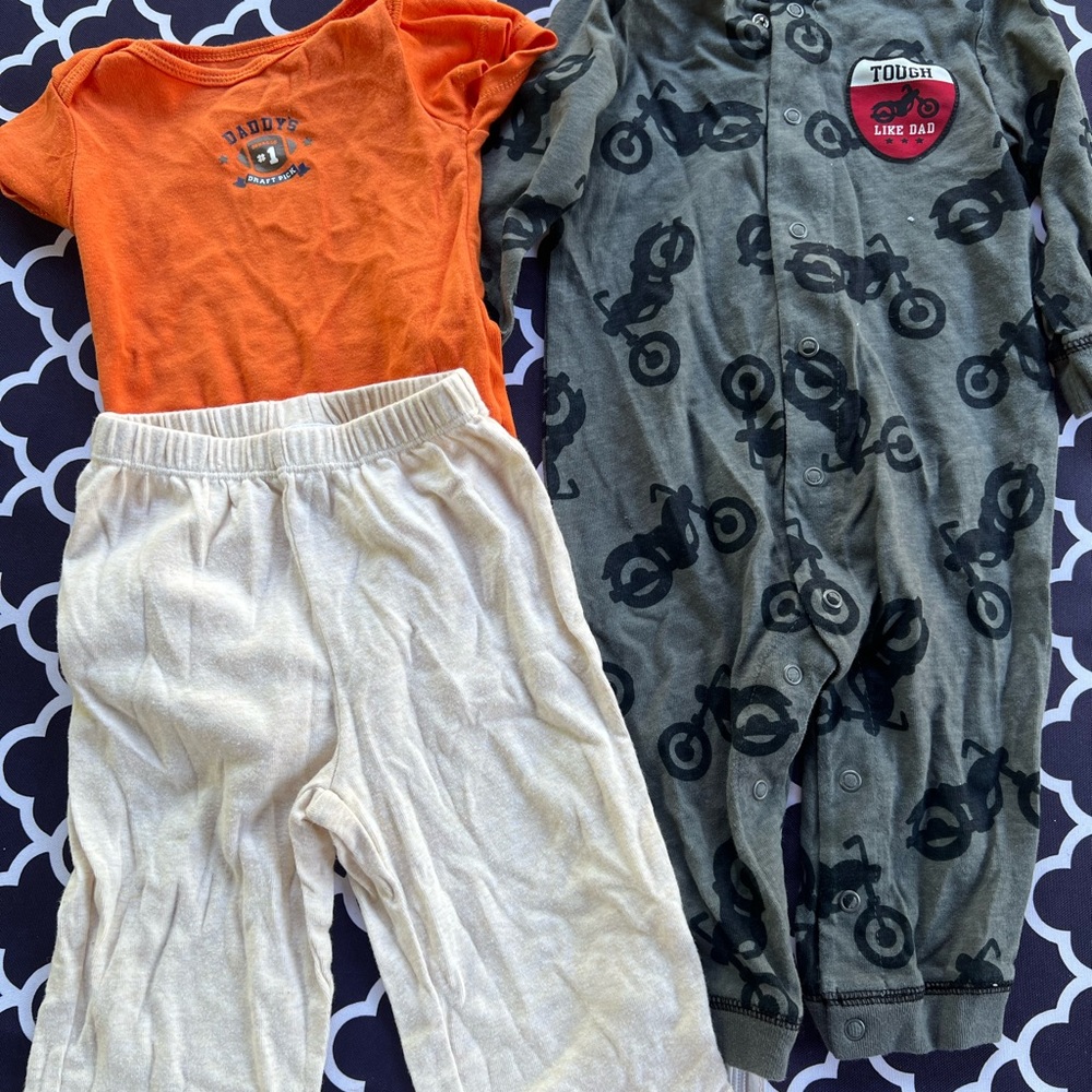 Carters boys cotton onesie top, pants & long sleeve onesie